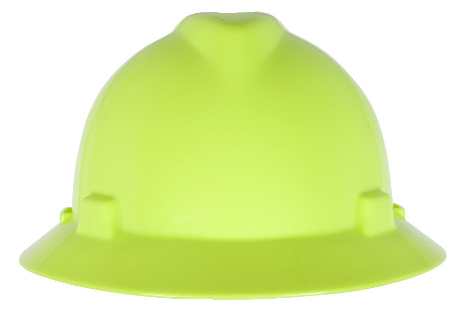 V-Gard Slotted full brim Hat, Hi-Viz Yellow-Green, w/Fas-Trac III Suspension