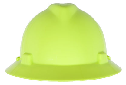 V-Gard Slotted full brim Hat, Hi-Viz Yellow-Green, w/Fas-Trac III Suspension
