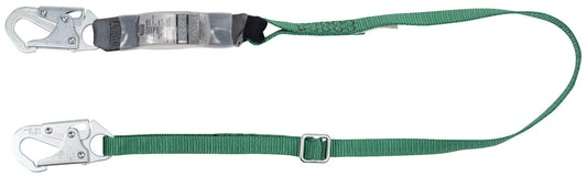 V-Series standard single-leg adjustable energy absorbing lanyard, 6', Small Snap Hook small snaphooks, CSA Z259.11-17, Lightweight Worker
