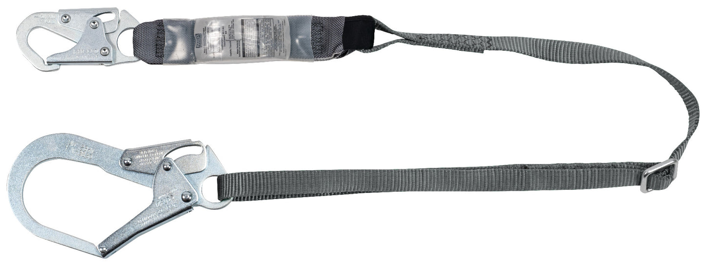V-Series standard single-leg adjustable energy absorbing lanyard, 6', Small Snap Hook large snaphooks, CSA Z259.11-17, Lightweight Worker