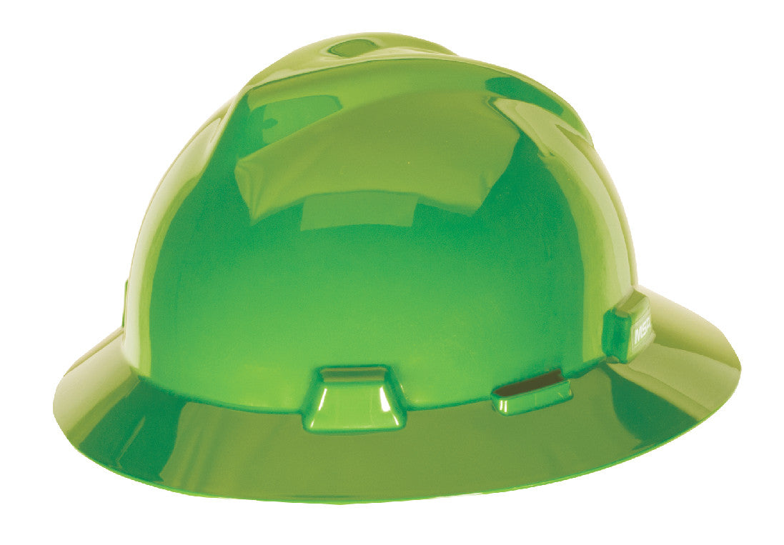V-Gard Slotted full brim Hat, Brigth Lime Green, w/Staz-On Suspension